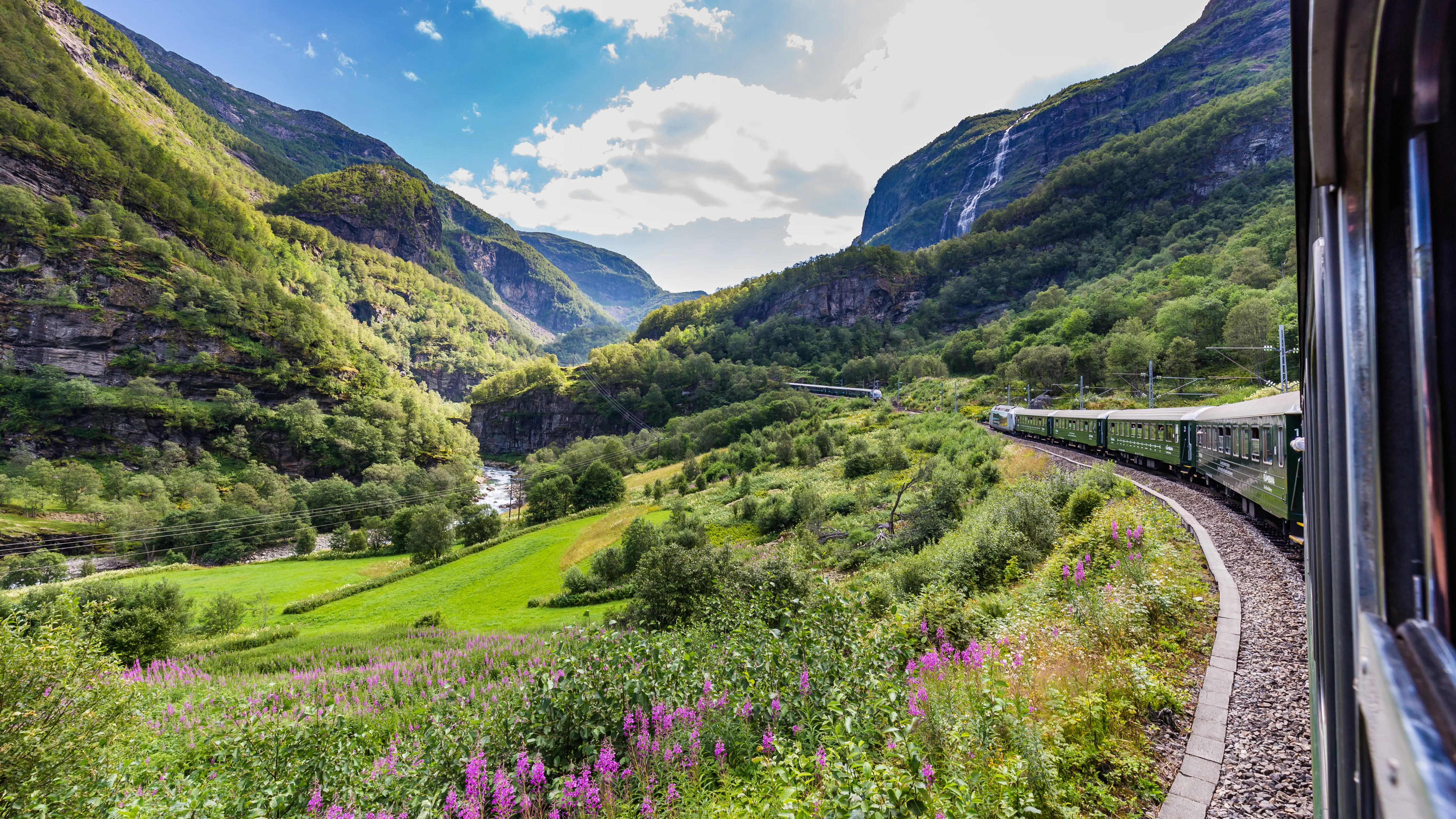View from the most beautiful train journey Flamsbana between Flam and Myrdal in Aurland in Western Norway.