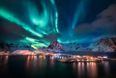 Troms&oslash;, Norway, The Northern Lights, or aurora borealis.