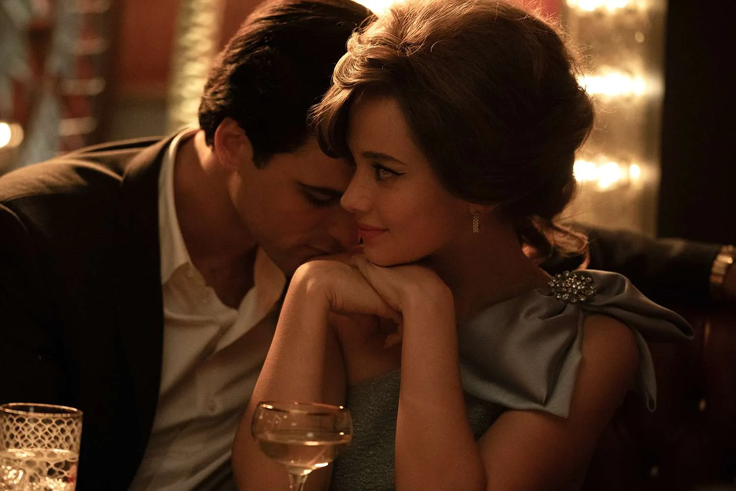 Cailee Spaeny and Jacob Elordi portray Priscilla and Elvis Presley in Priscilla.