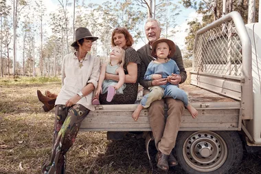 Bryan Brown and Rachel Ward with their grandkids