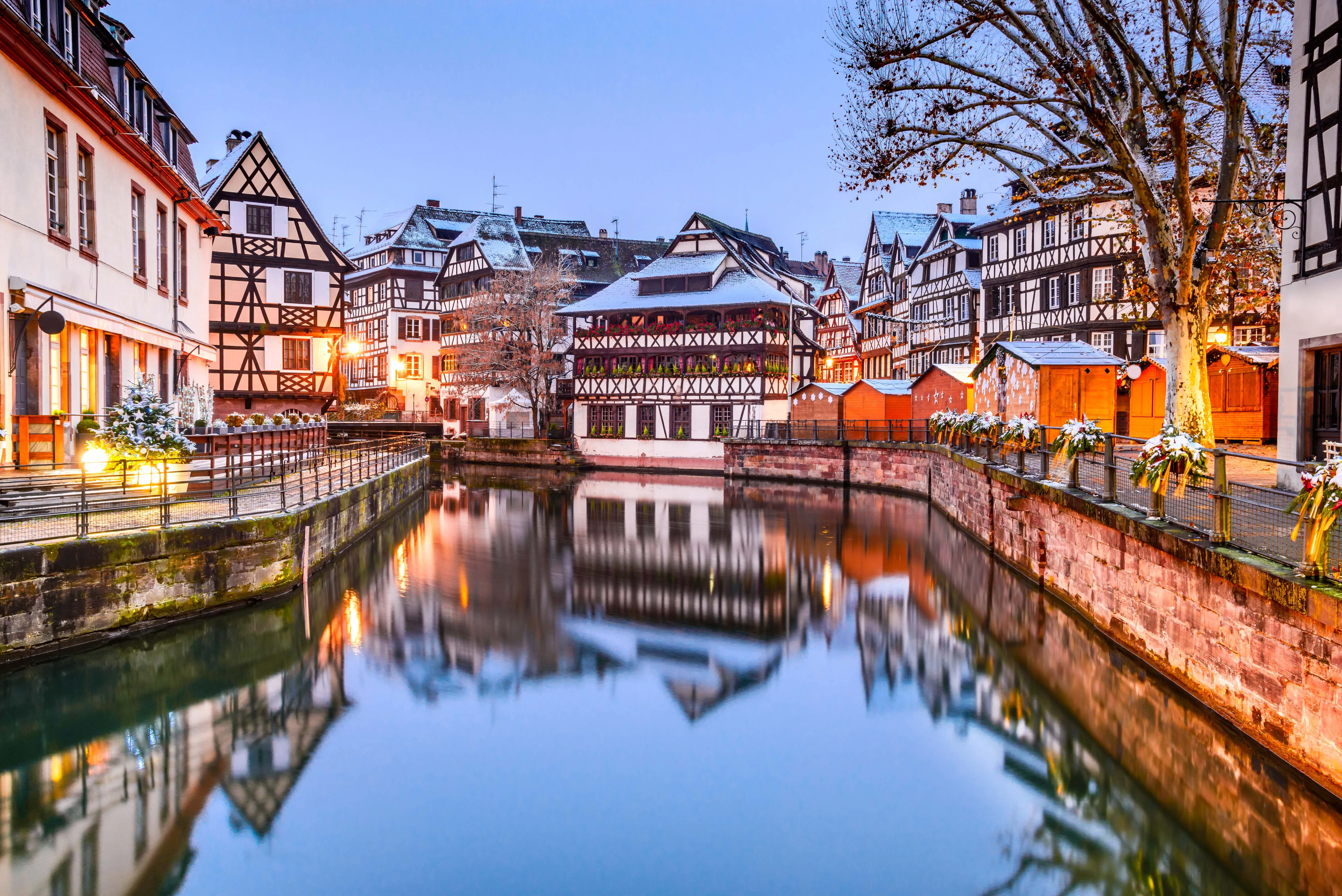Strasbourg, France. Christmas Market in Petite France old district of Strassburg in Alsace.