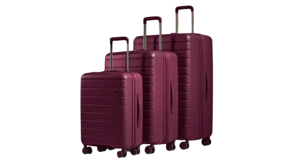 Antler Expandable Carry-On Luggage Set in berry red colour.