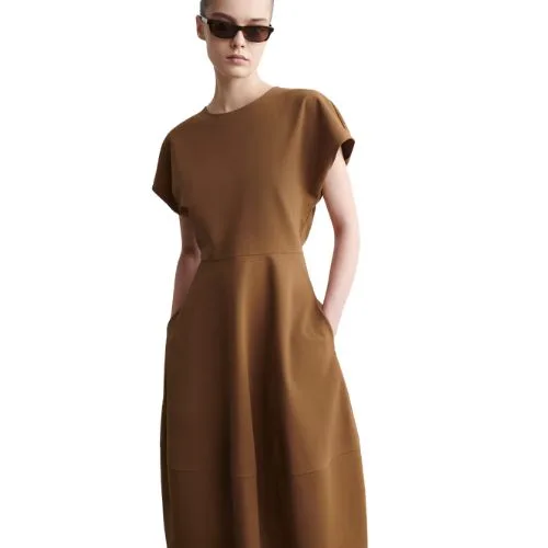 COS Sculpted Cotton Midi Dress in ochre colour - Black Friday fashion sales