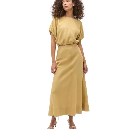 Seed Heritage CORE LINEN SEAM FRONT SKIRT in honey colour - Black Friday fashion sales