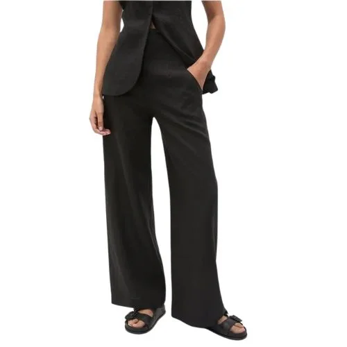 Seed Heritage Core Linen Waisted Pant in Black - Black Friday fashion sales