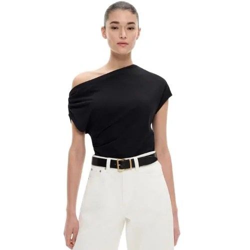 Witchery Asymmetric Drape T-shirt in black - Black Friday fashion sales