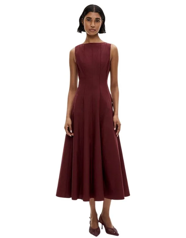 Witchery Panelled Midi Dress in bordeaux colour