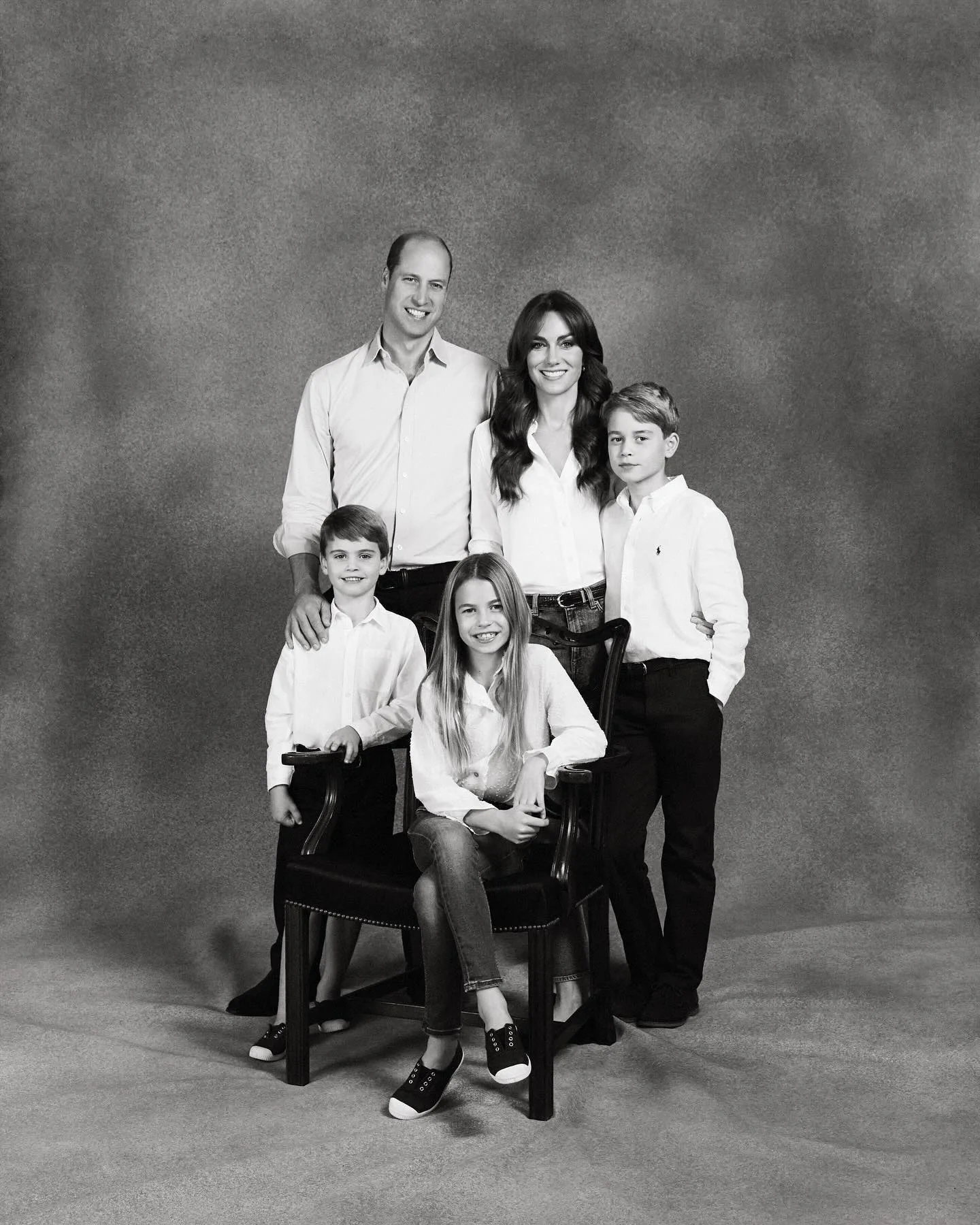 Prince William and Princess Catherine black and white Christmas cards in 2023.