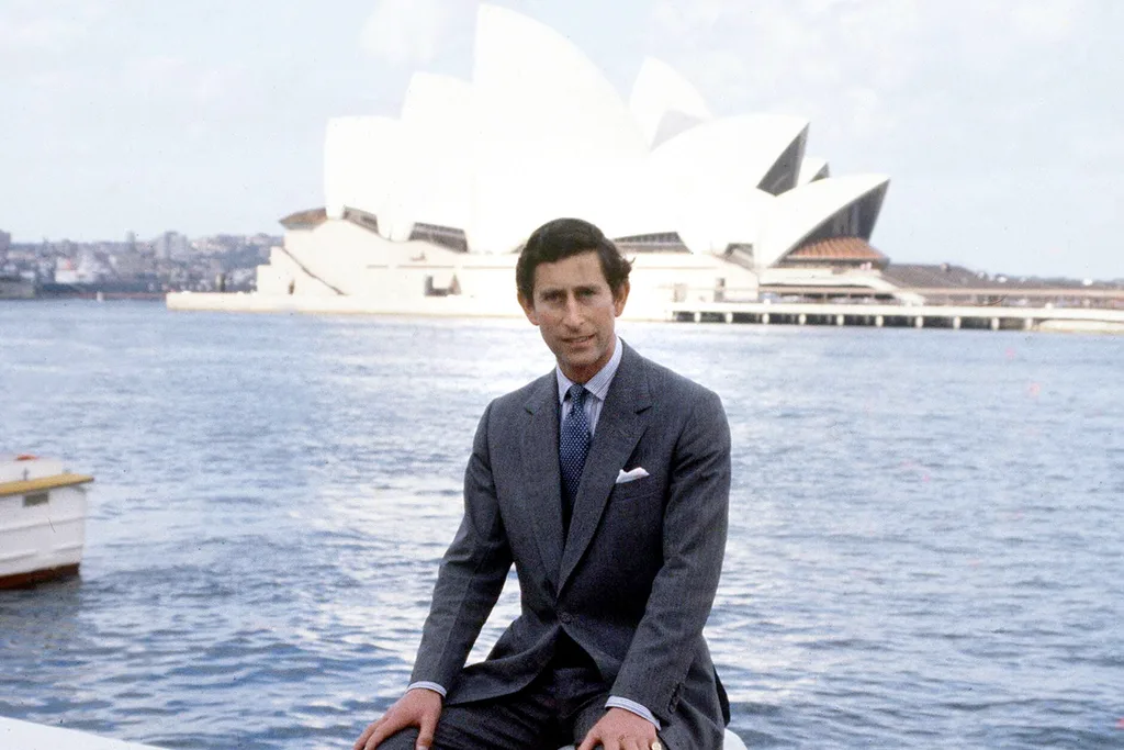 the then-prince charles in Australia, outside the sydney opera house