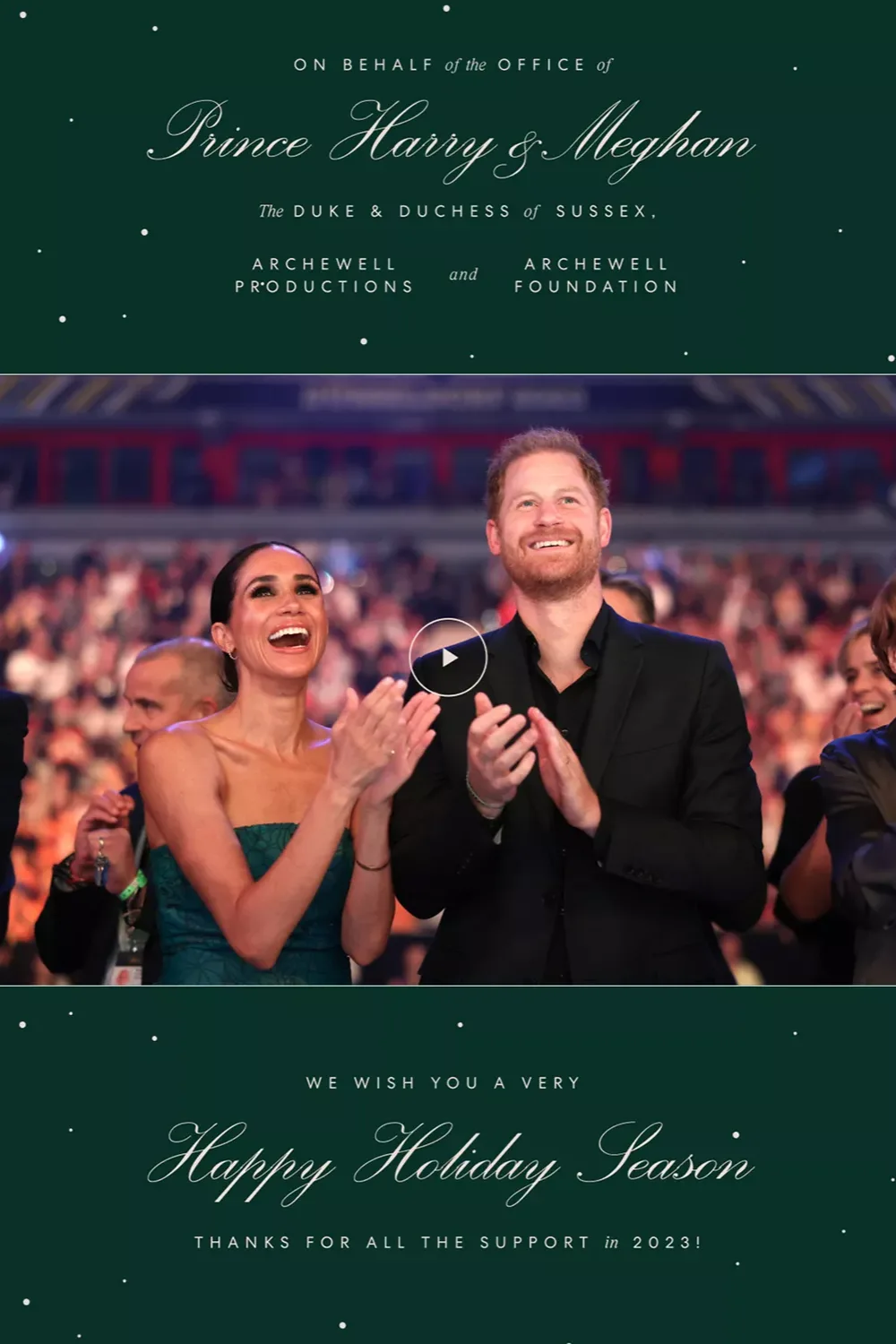 Prince Harry and Meghan Markle Christmas Card in 2023
