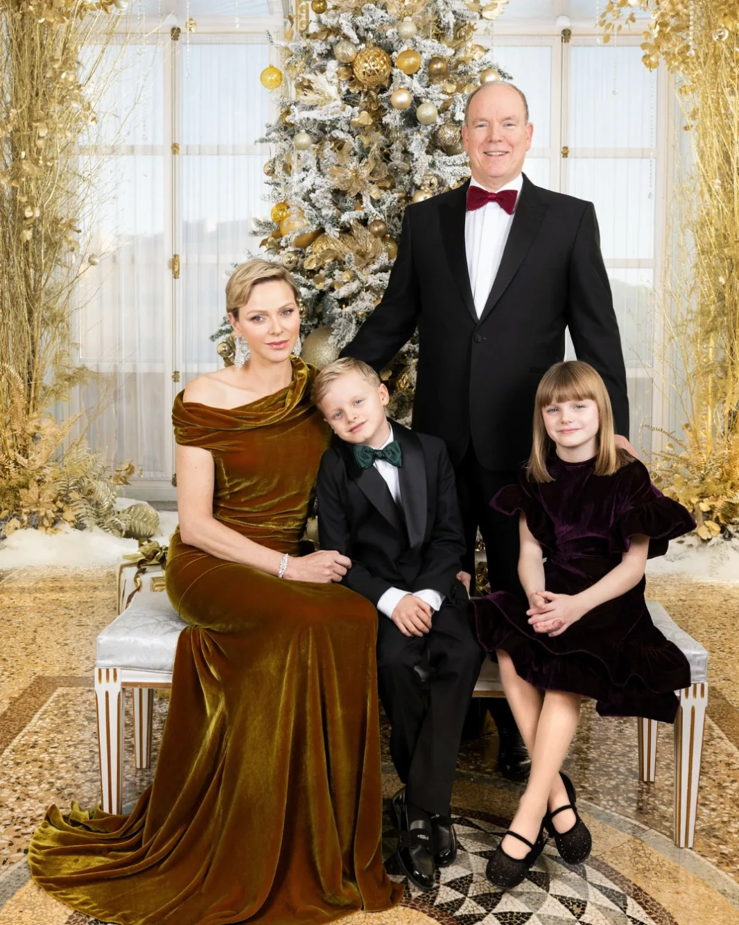 Prince Albert and Princess Charlene of Monaco with their twins for their 2023 Christmas card