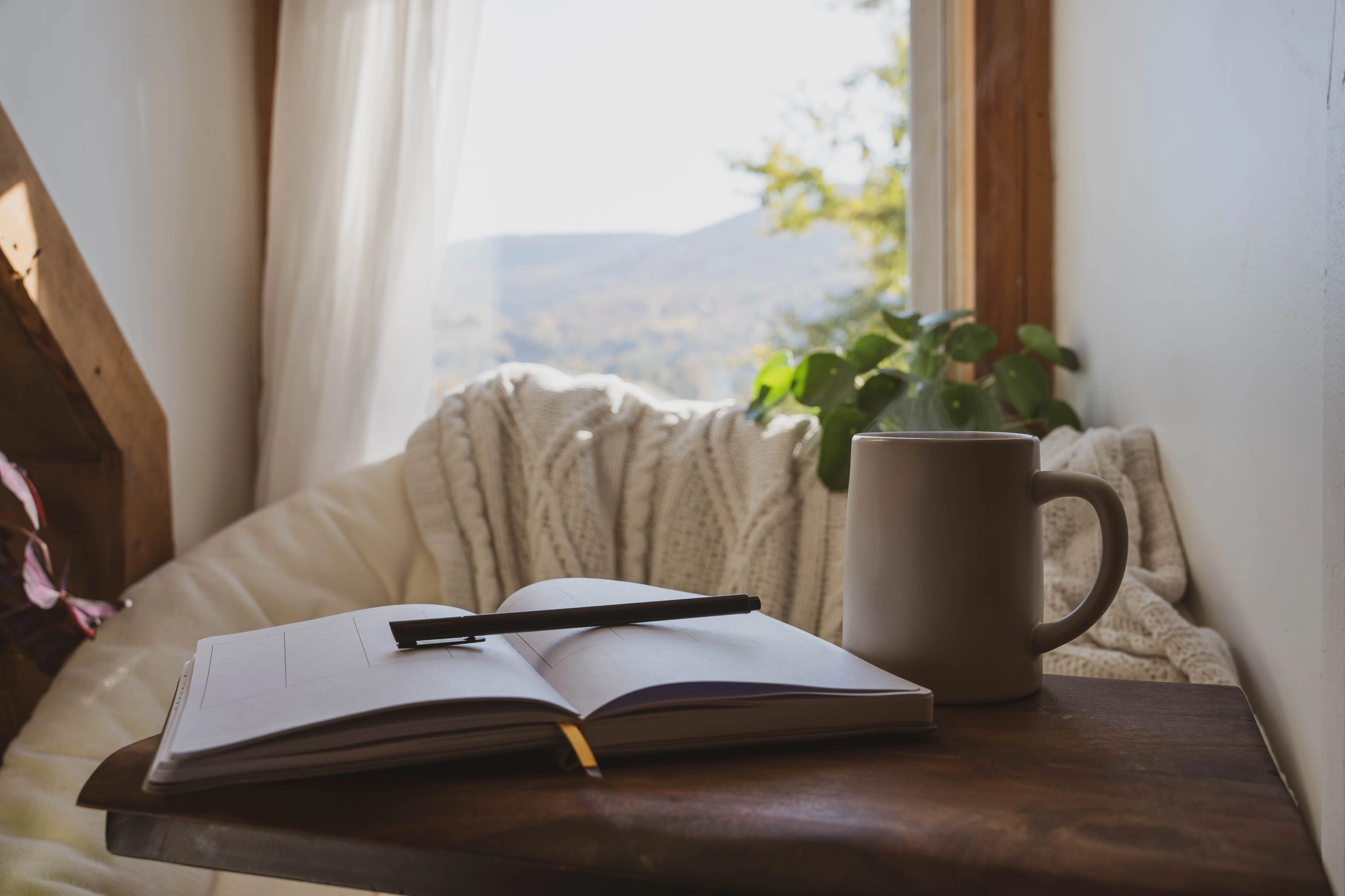 a journal on a cosy chair