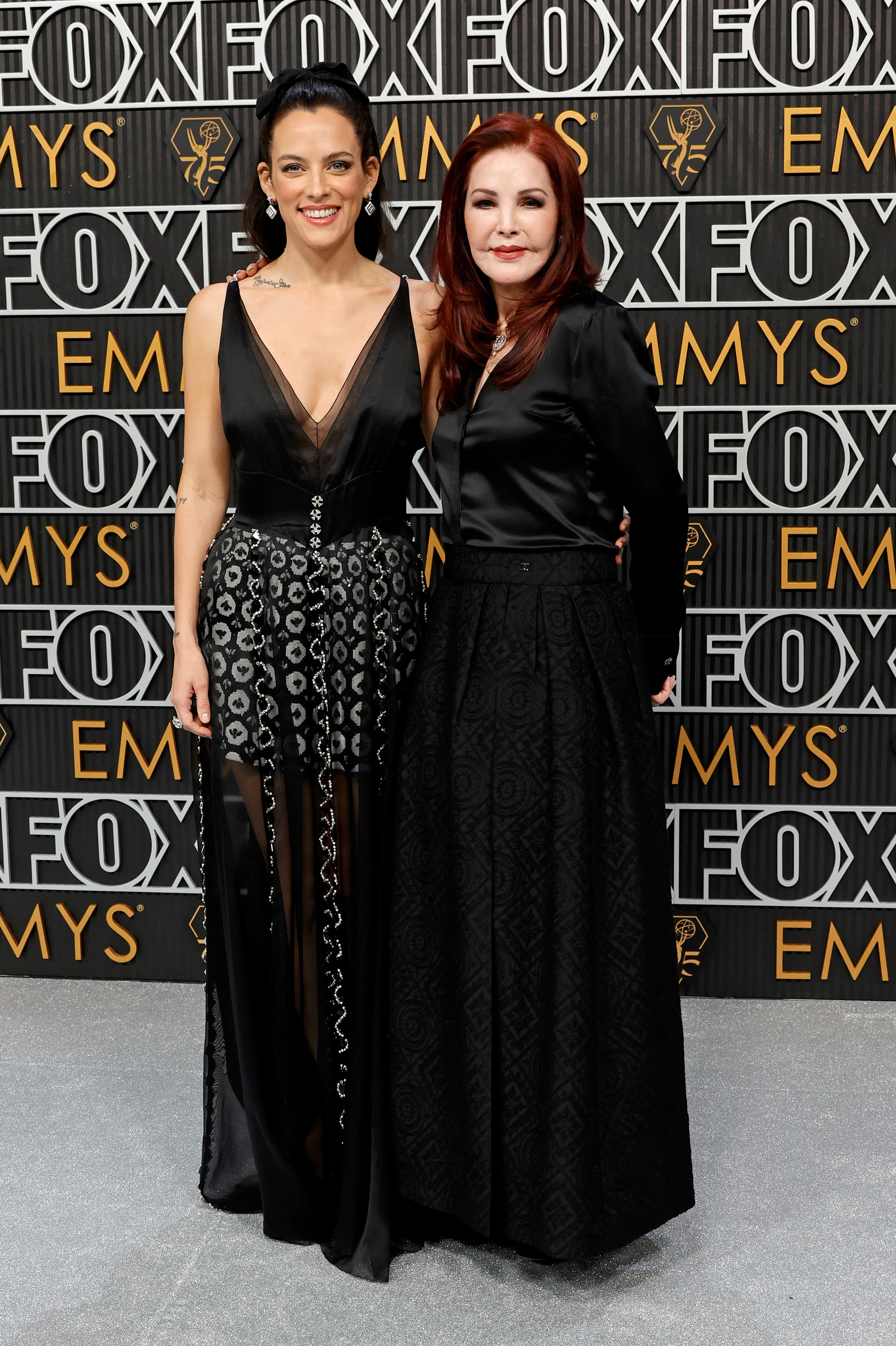 emmys red carpet 2023 riley keough priscilla presley