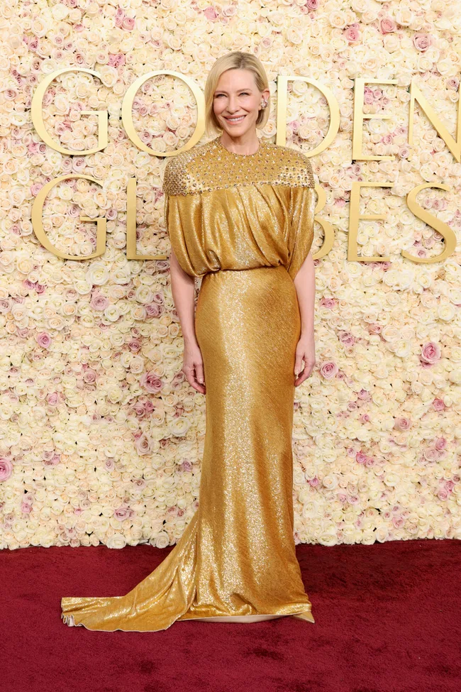 cate blanchett on the red carpet at the 2025 golden globes