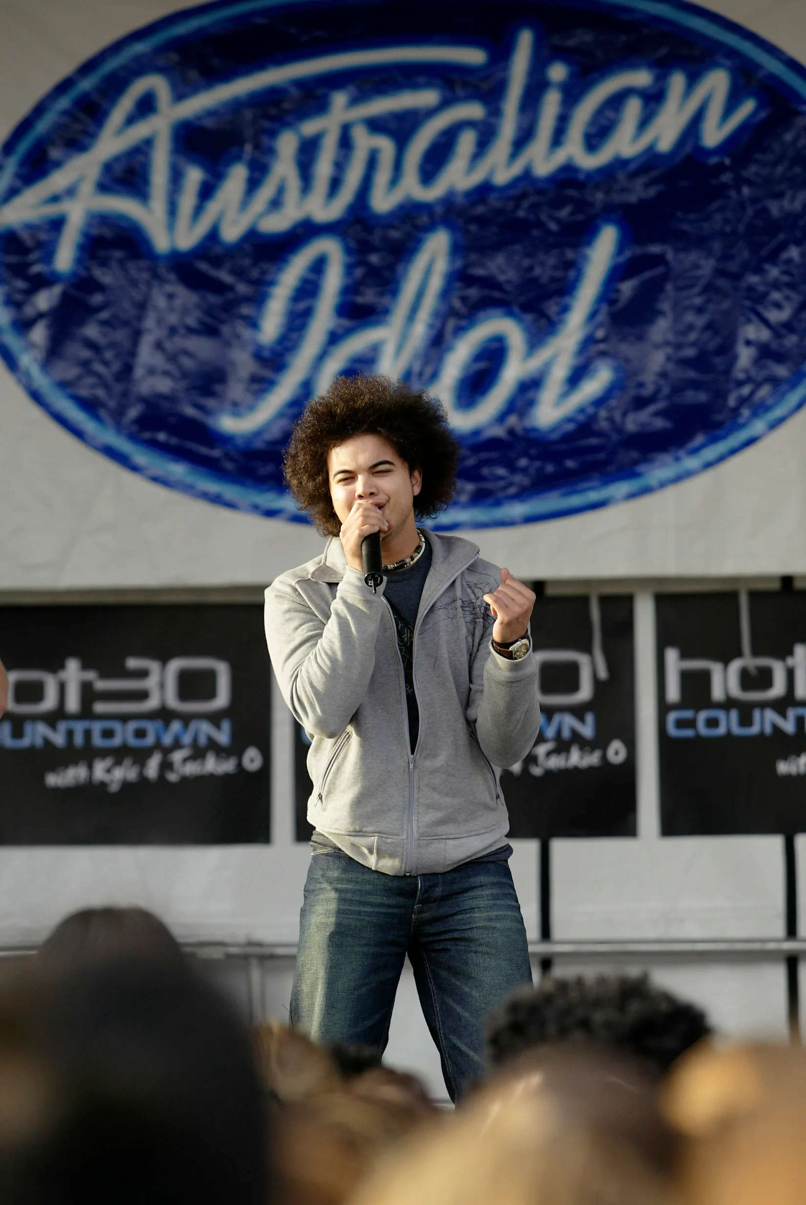 Guy Sebastian performs at his last public appearance before the final of 'Australian Idol in Sydney, Australia.