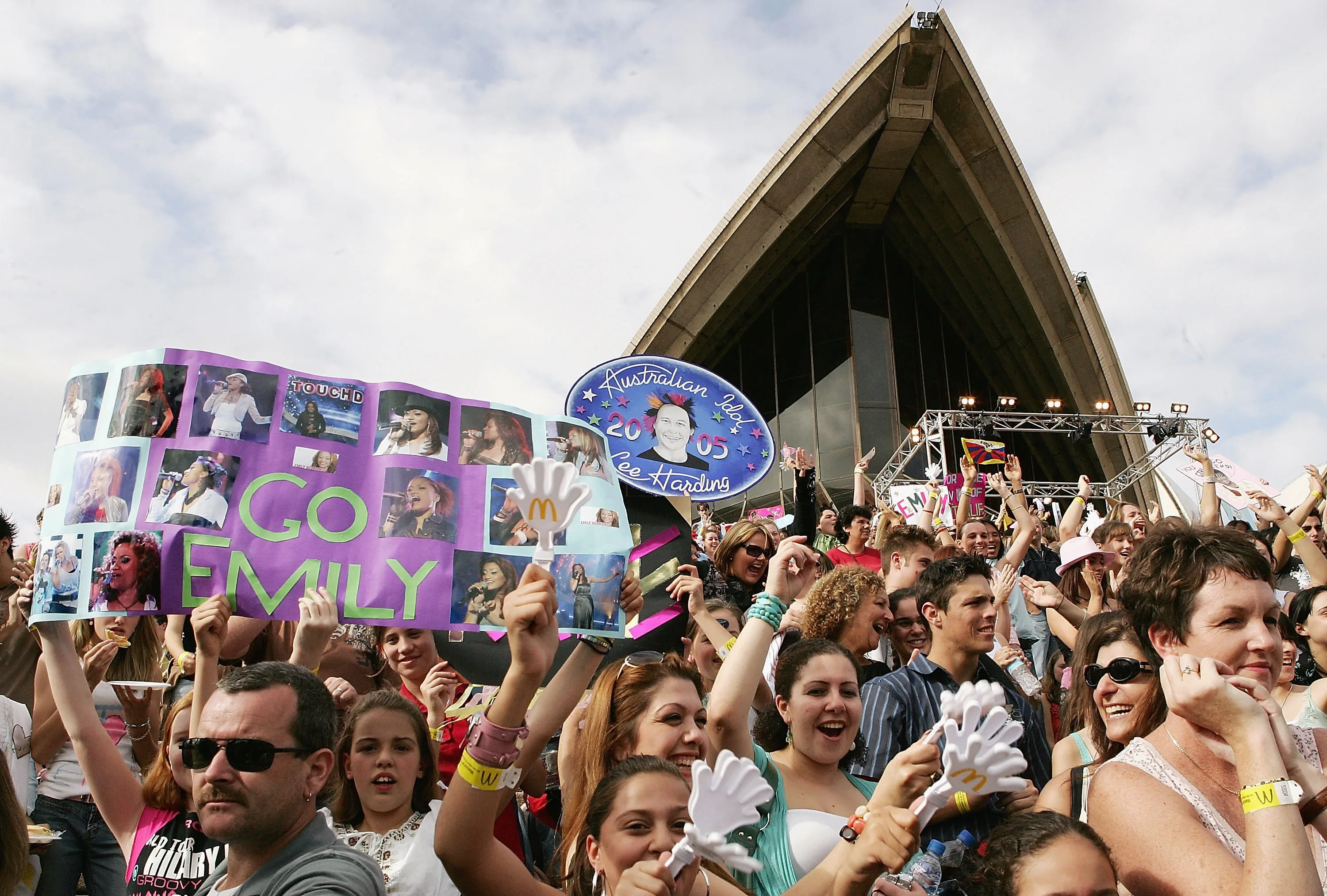 Fans attend the finale of the 2005 Australian Idol at the Sydney Opera House Sydney, Australia.