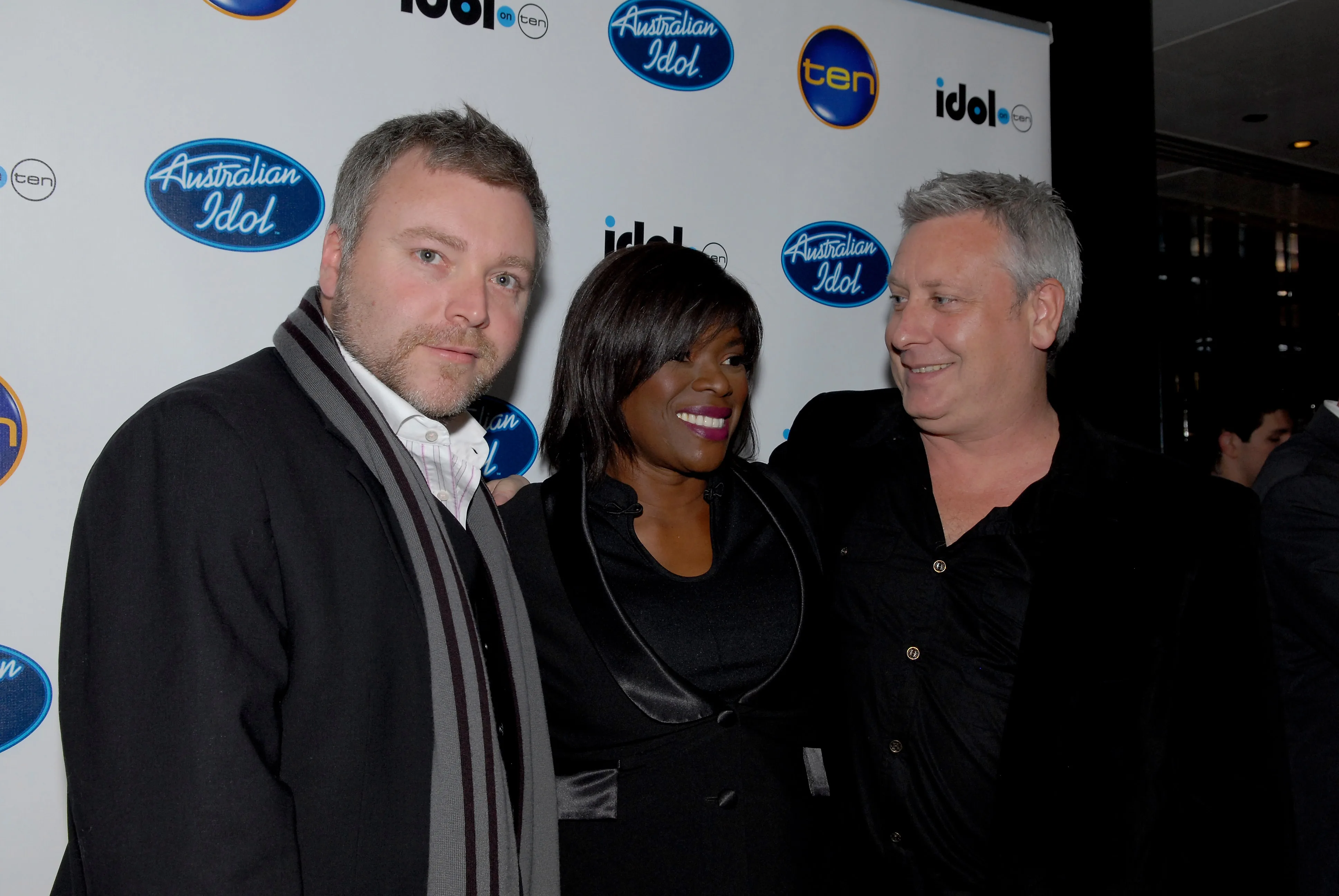 Australian Idol Judges Kyle Sandiland, Marcia Hines and Dicko arrive for the 2008 Top 12 finalist announcement for Australian Idol.