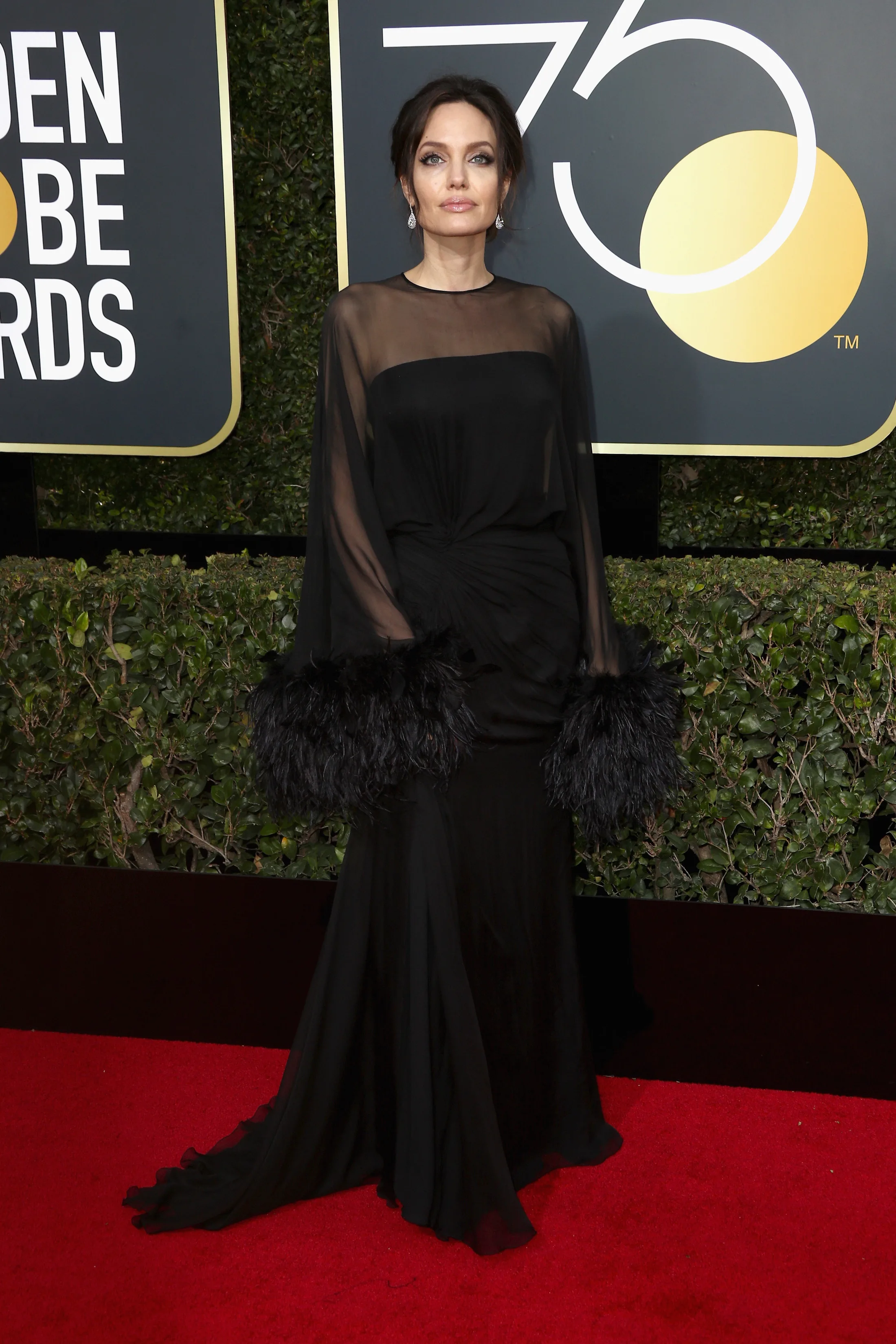 BEVERLY HILLS, CA - JANUARY 07: Angelina Jolie attends The 75th Annual Golden Globes red carpet at The Beverly Hilton Hotel on January 7, 2018 in Beverly Hills, California. (Photo by Frederick M. Brown/Getty Images)