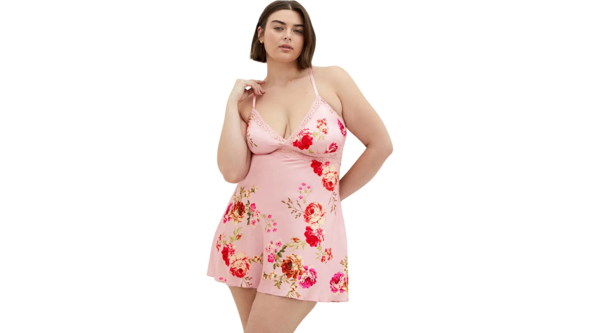 City Chic Arcadia Chemise in blush