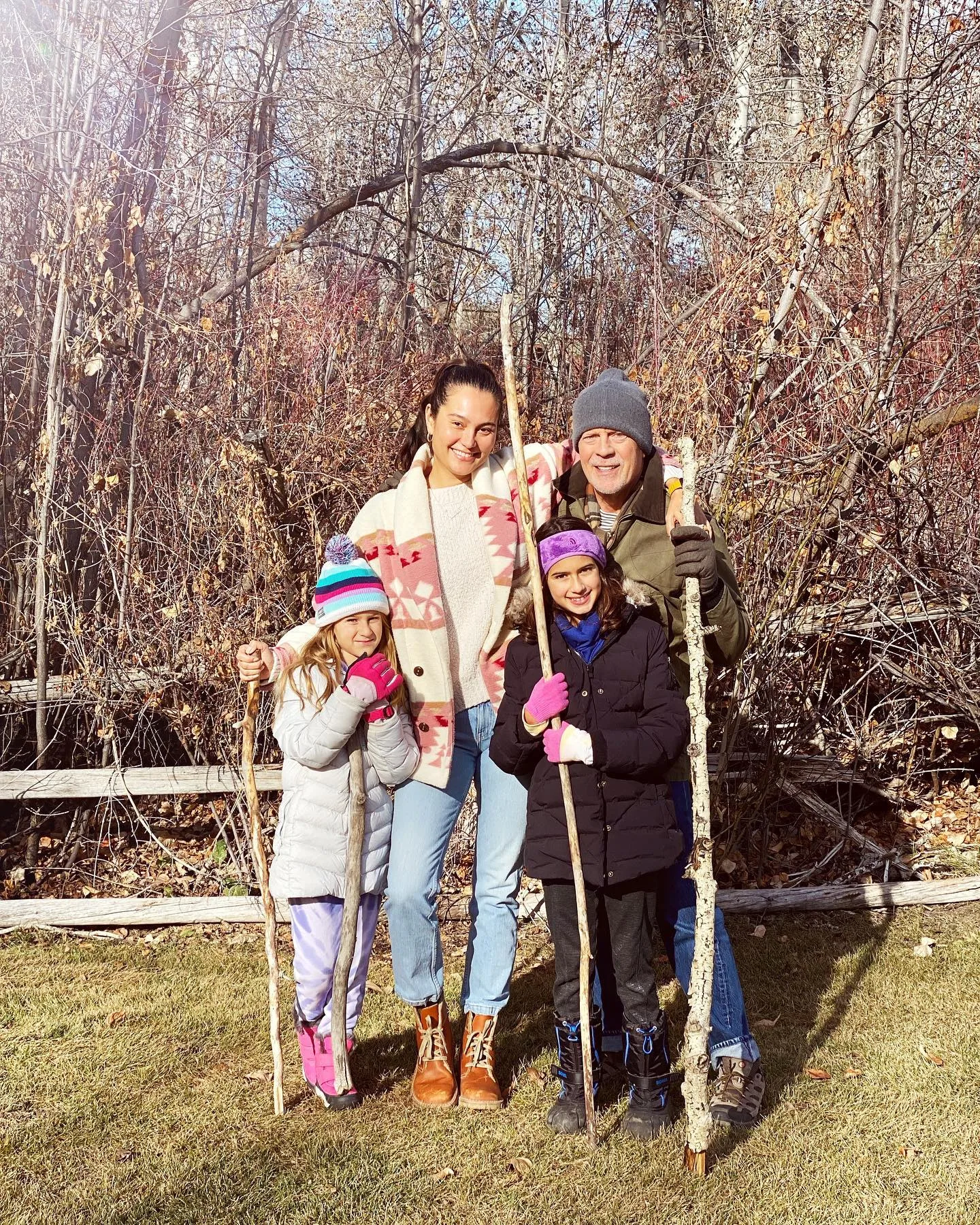 bruce willis - who currently suffers from dementia - with his family