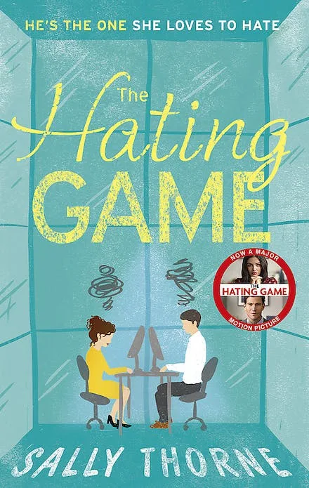 Illustrated book cover of the hating game sally thorne