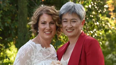 Penny Wong and long-time partner Sophie Allouache tie the knot in lovely ceremony