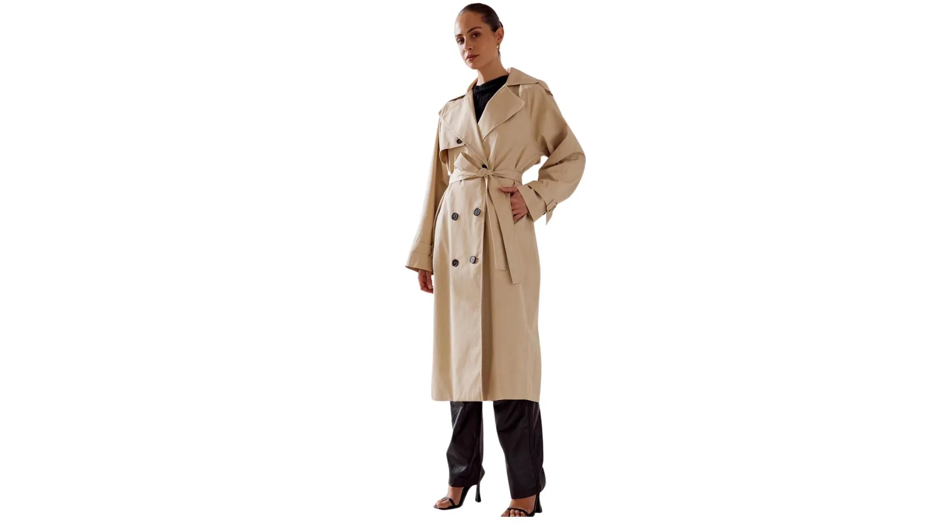 AERE organic cotton belted trench coat
