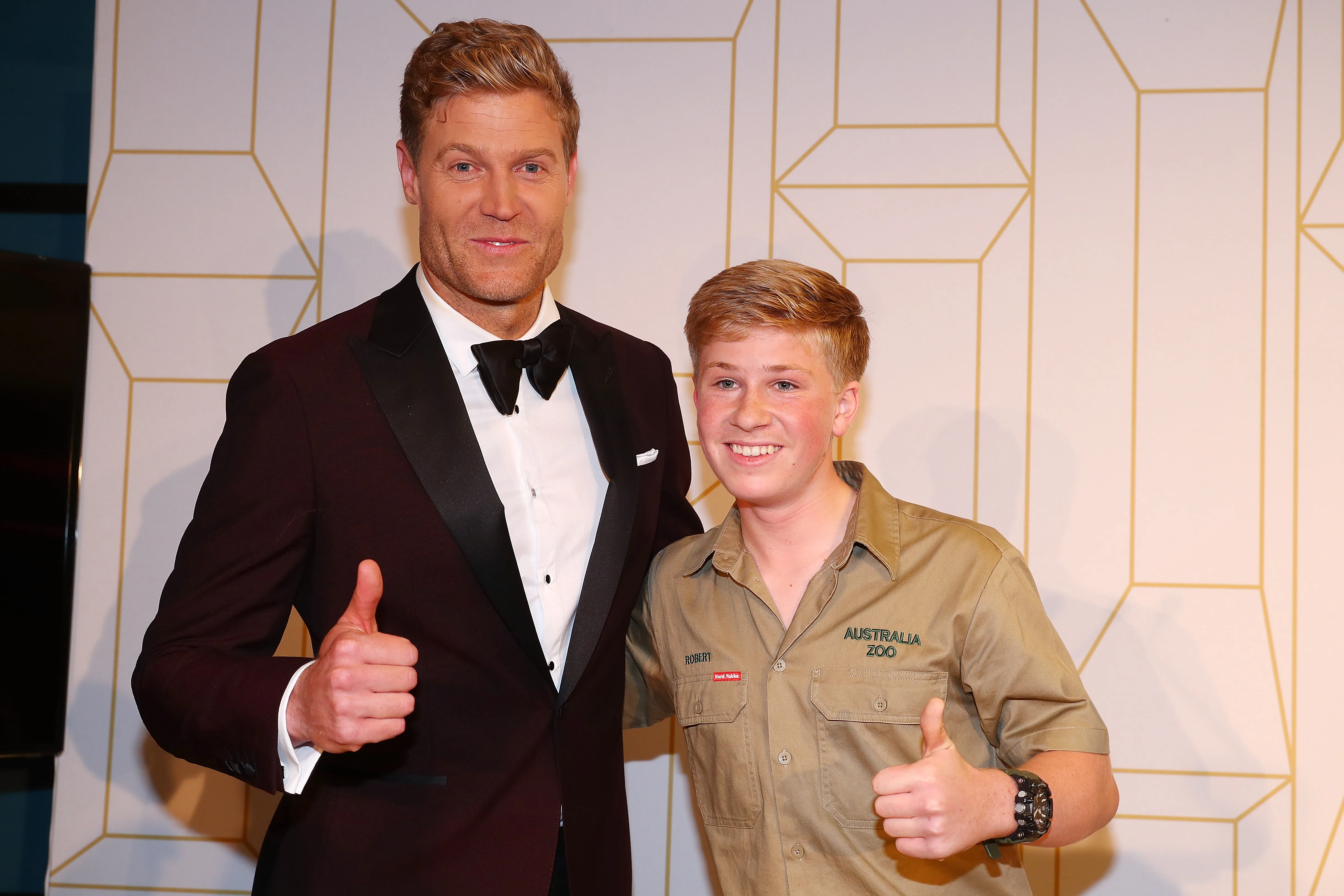 GOLD COAST, AUSTRALIA - JULY 01: Dr Chris Brown and Robert Irwin pose at the 60th Annual Logie Awards at The Star Gold Coast on July 1, 2018 in Gold Coast, Australia. (Photo by Chris Hyde/Getty Images)