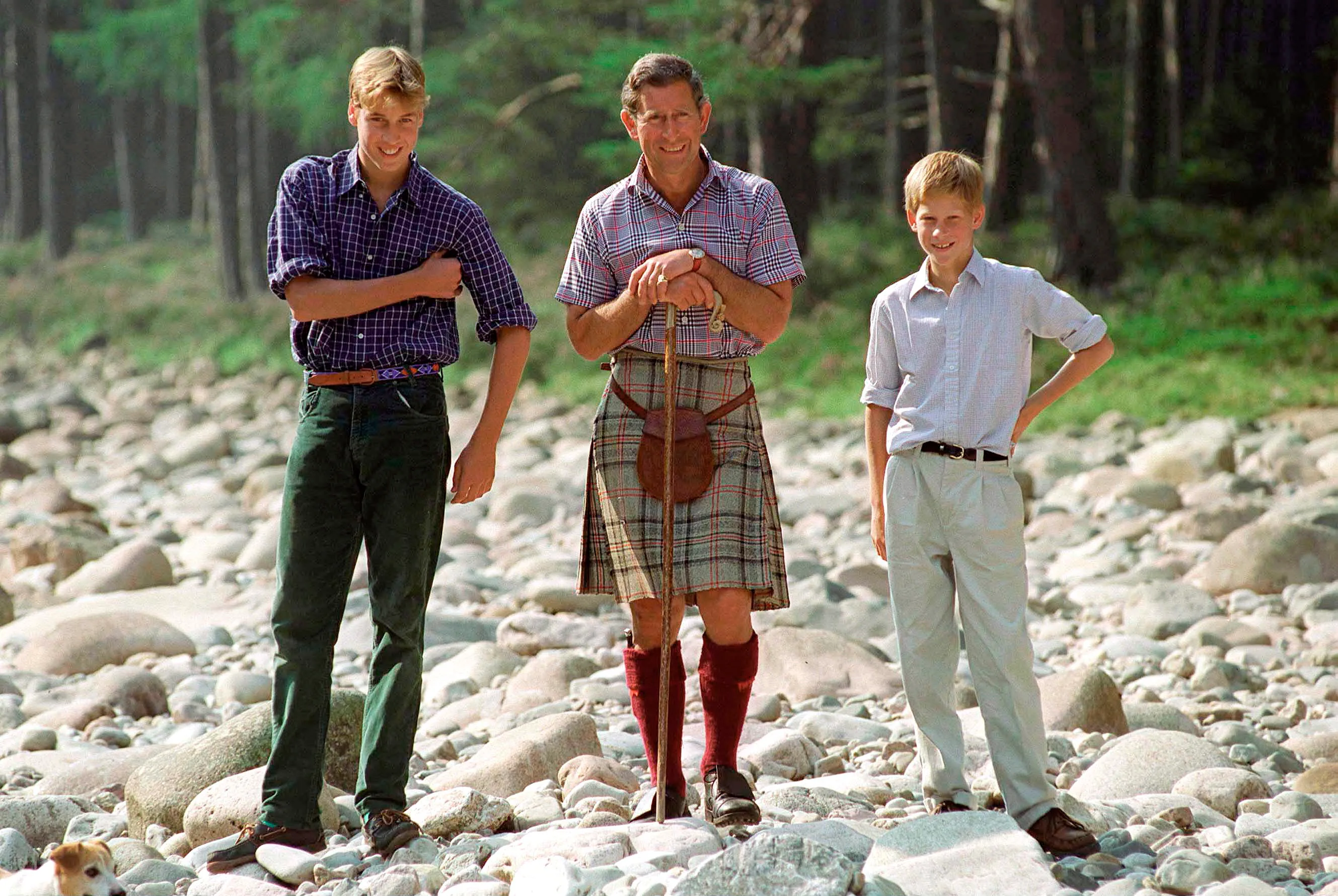a young prince william, king charles and prince harry