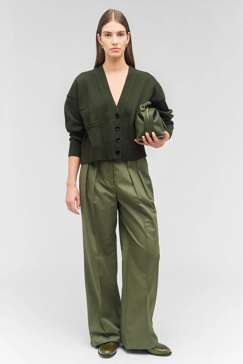 Female model wearing Australian knitwear brand Oroton.