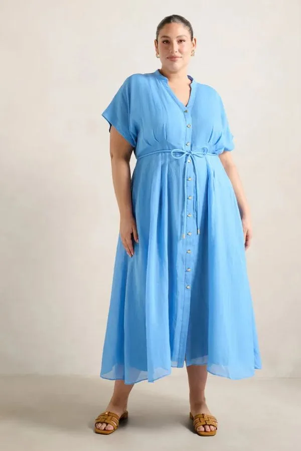 Forever New Jemma Curve Shirt Midi Dress in bluebird colour