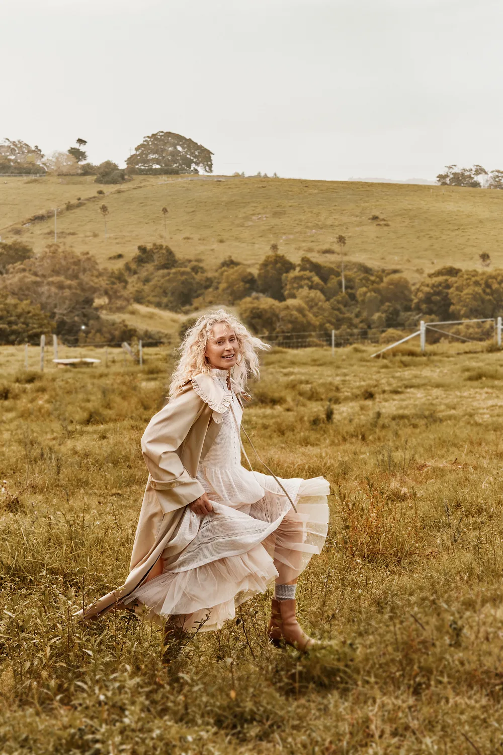 Woman in Winter fashion dress.