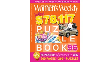 Cover of The Australian Women's Weekly Puzzle Book 96, May 2024, featuring prizes, puzzles, and a chance to win $78,117.