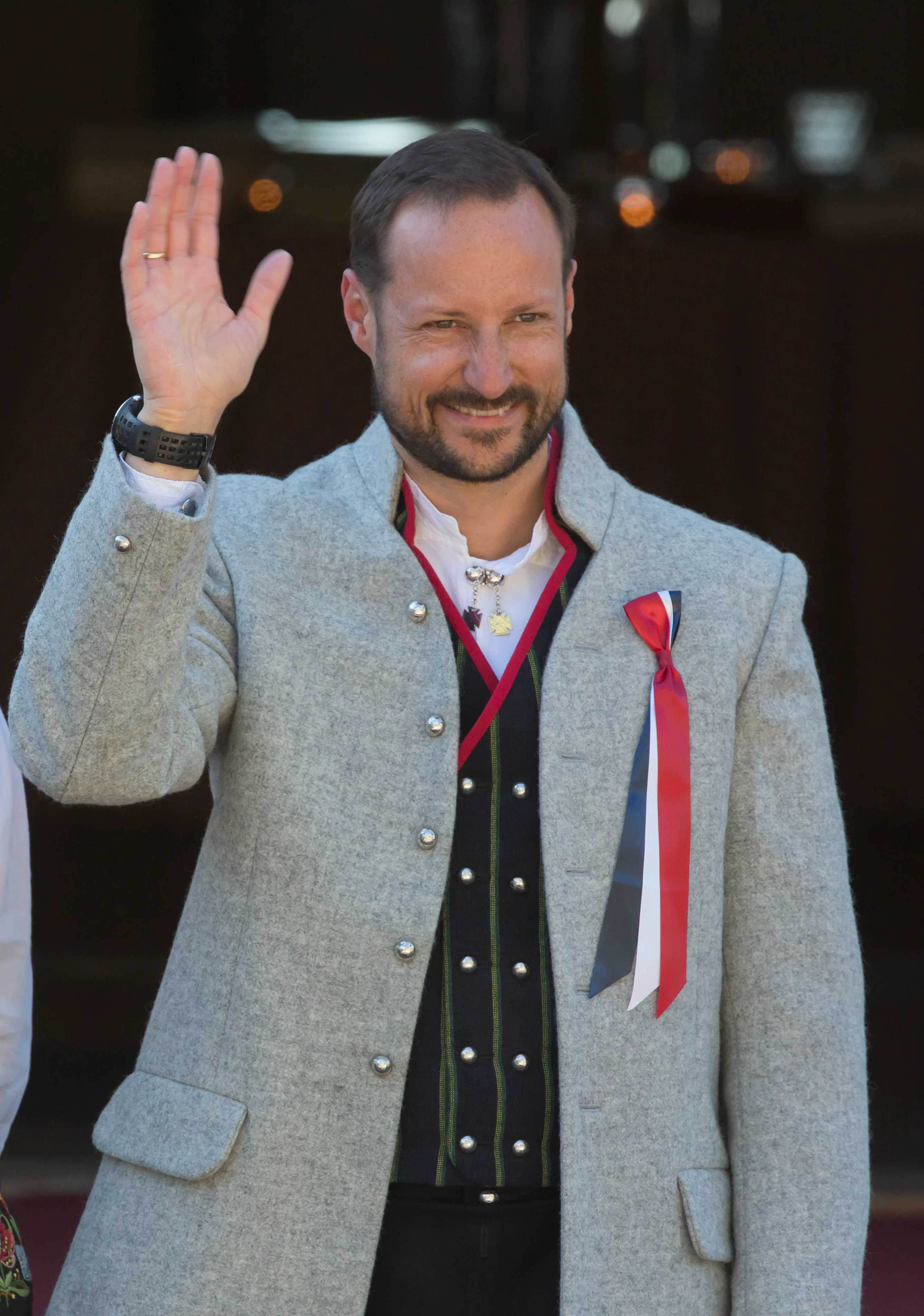ASKER, NORWAY- MAY 17:  (NORWAY OUT) Crown Prince Haakon attends the traditional morning children's parade, at  his home, Skaugum, in Asker, near Oslo, on Norway's National Day, on May 17, 2016 in Oslo, Norway. (Photo by Julian Parker/UK Press via Getty Images)