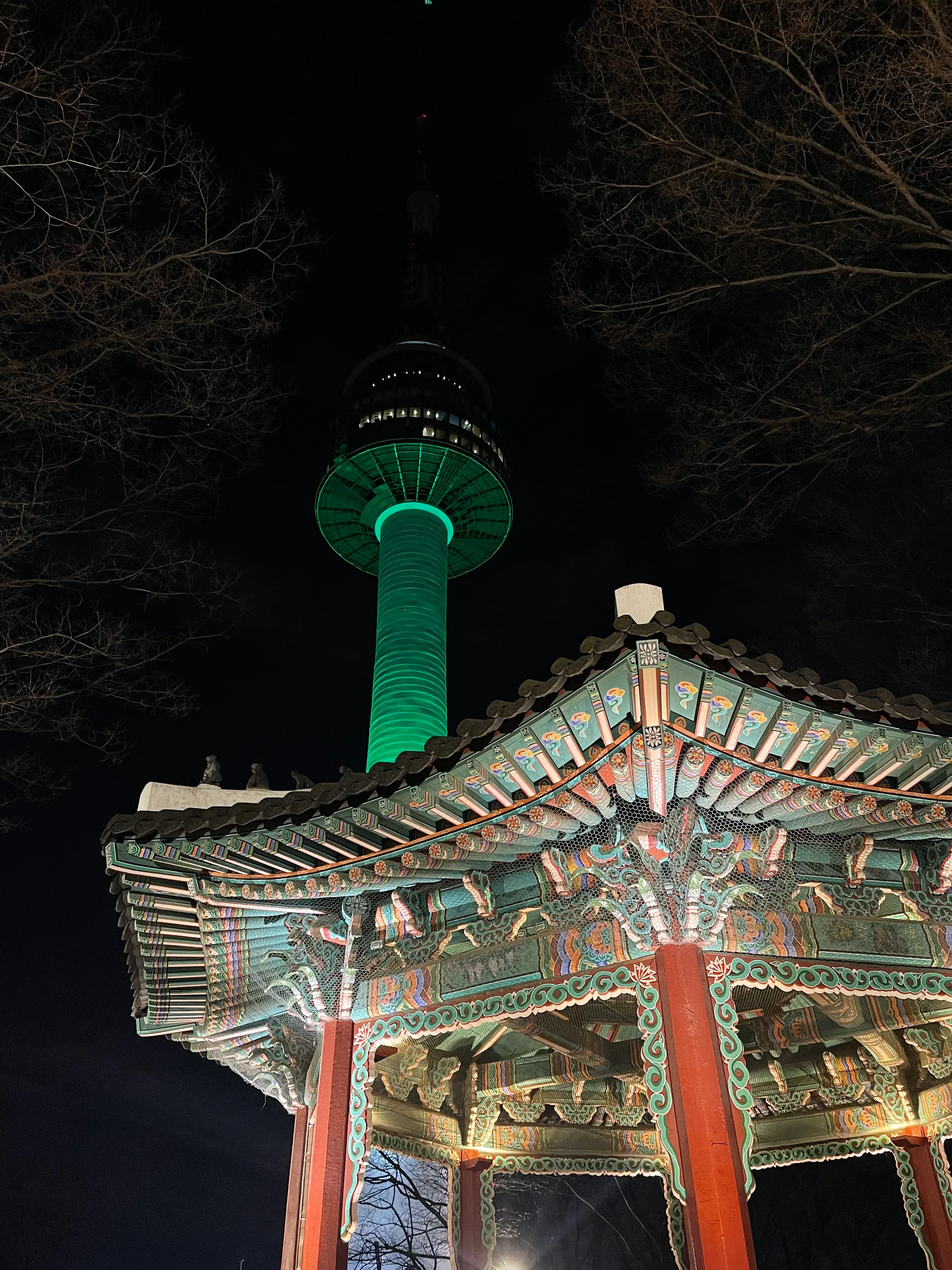 N Seoul Tower at night.