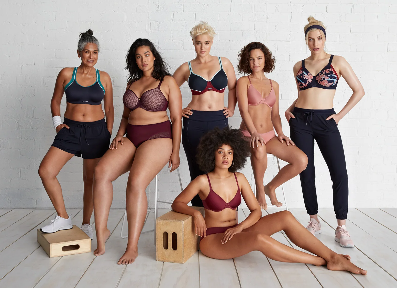 Nadine Bush after her career change, with other models for a Berlei campaign. 