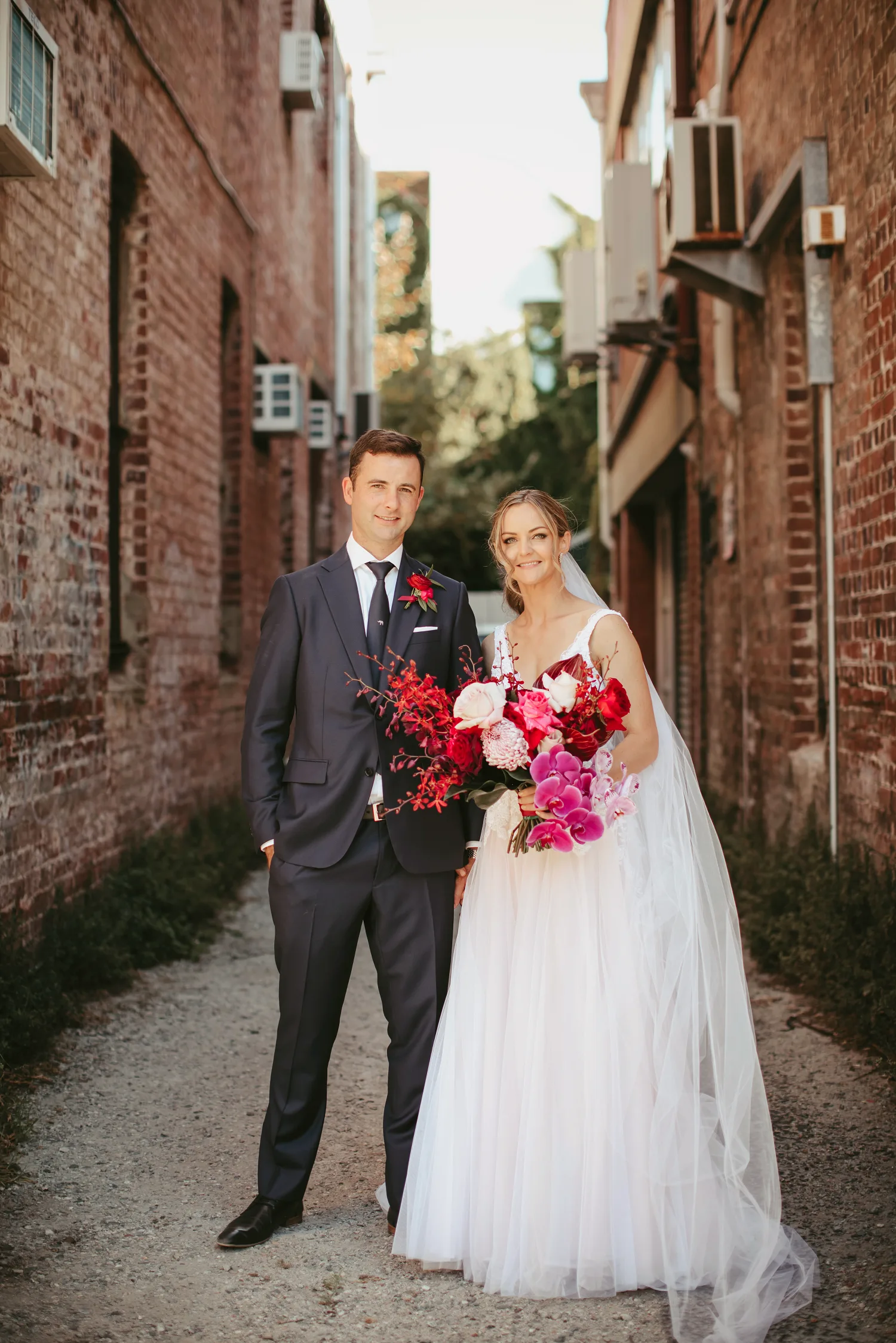 Emma and Patrick at their wedding after finding love again years after they first fell in love.