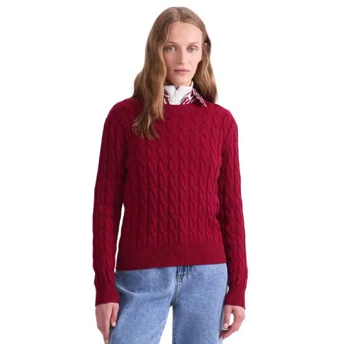 Sportscraft Merino Cable Sweater in ruby colour - best knitwear brands Australia