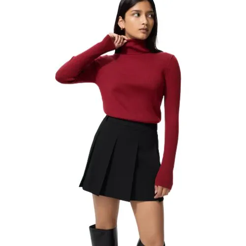 Uniqlo 100% Australian Merino Ribbed Turtleneck Sweater - red - best knitwear brands Australia