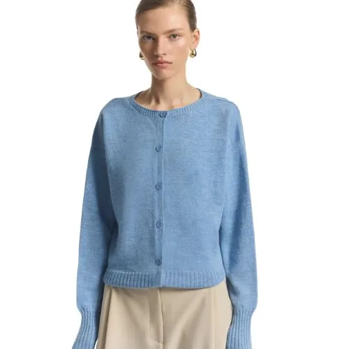 Viktoria & Woods Hart Merino Cardigan - portrait blue colour - best knitwear brands Australia