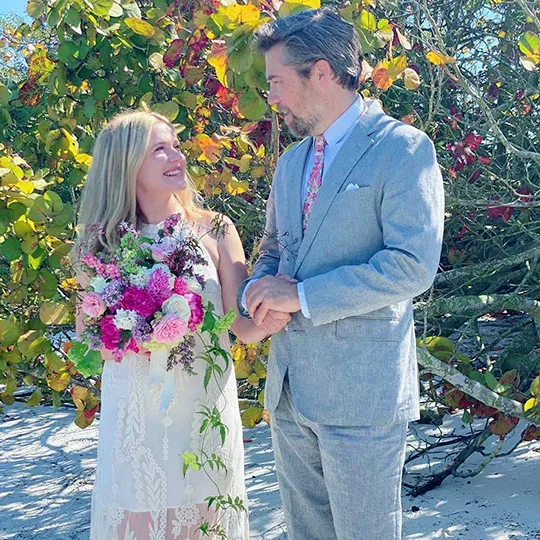 Harriet Dyer and Patrick Brammell on their wedding day.