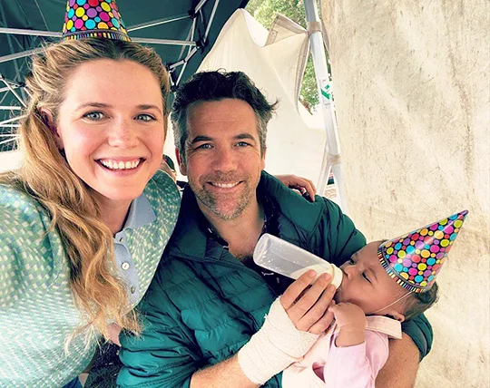 Harriet Dyer and Patrick Brammell with daughter Joni