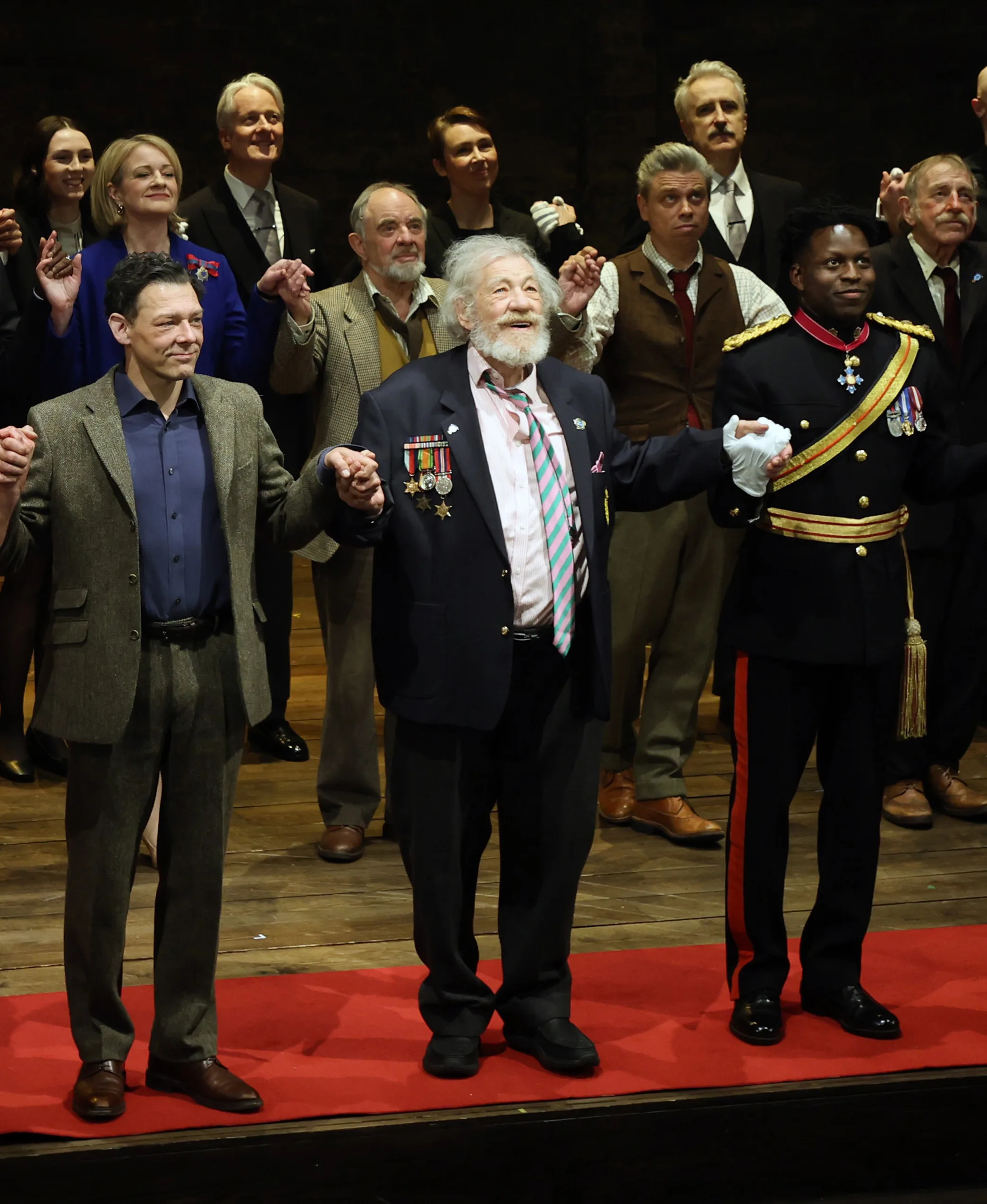 ian mckellen, pictured here during a performance of player kings, has been taken to hospital after falling off stage. 