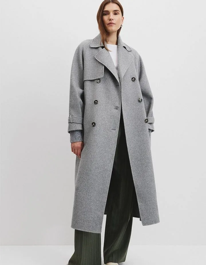 Country Road Soft Trench Coat in grey marle