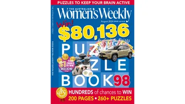 Cover of The Australian Women's Weekly Puzzle Book 98, August 2024, promoting $80,136 in cash and prizes.