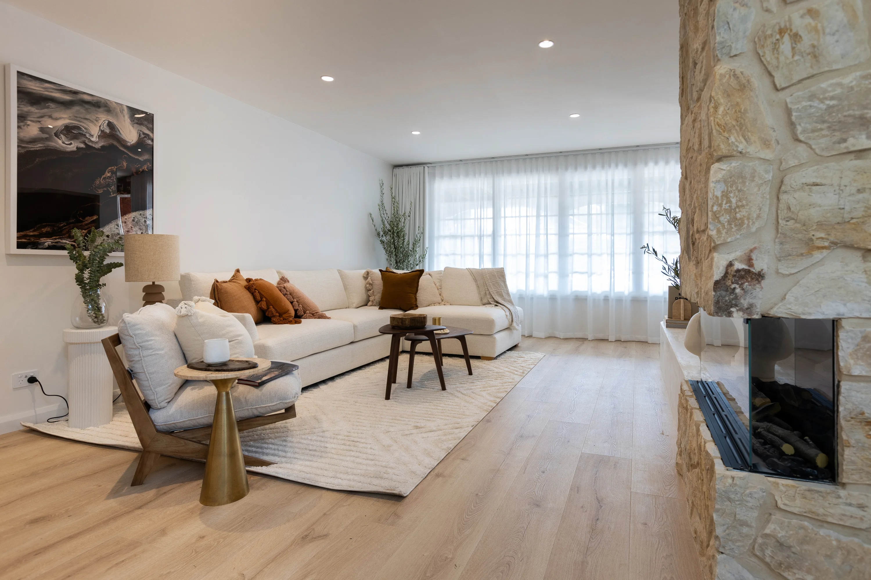 the living room of lara and peter's dream home