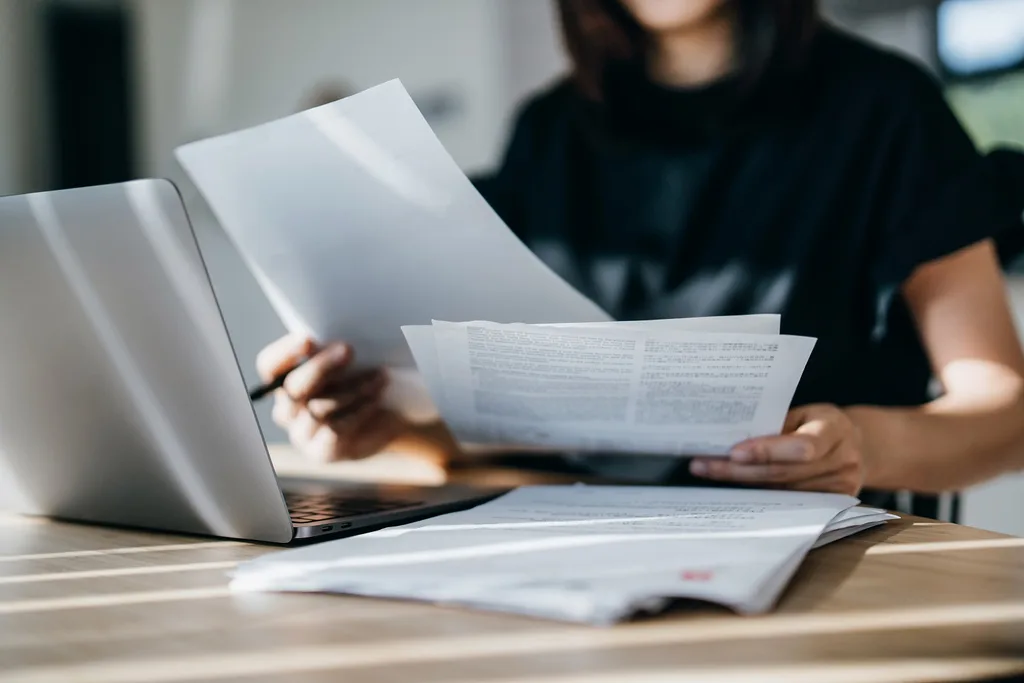 Woman working on her tax.
