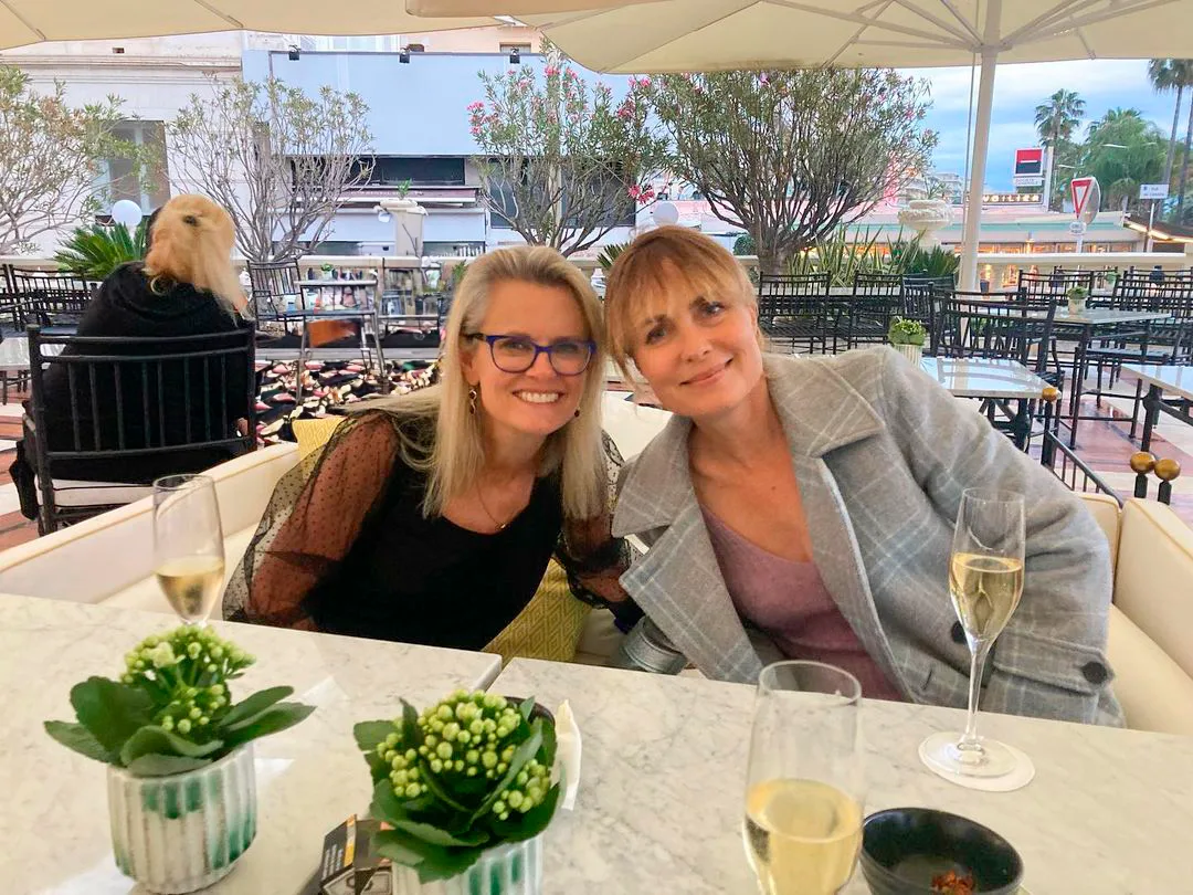 Claire and actress Radha Mitchell - actor in the Take My Hand film.