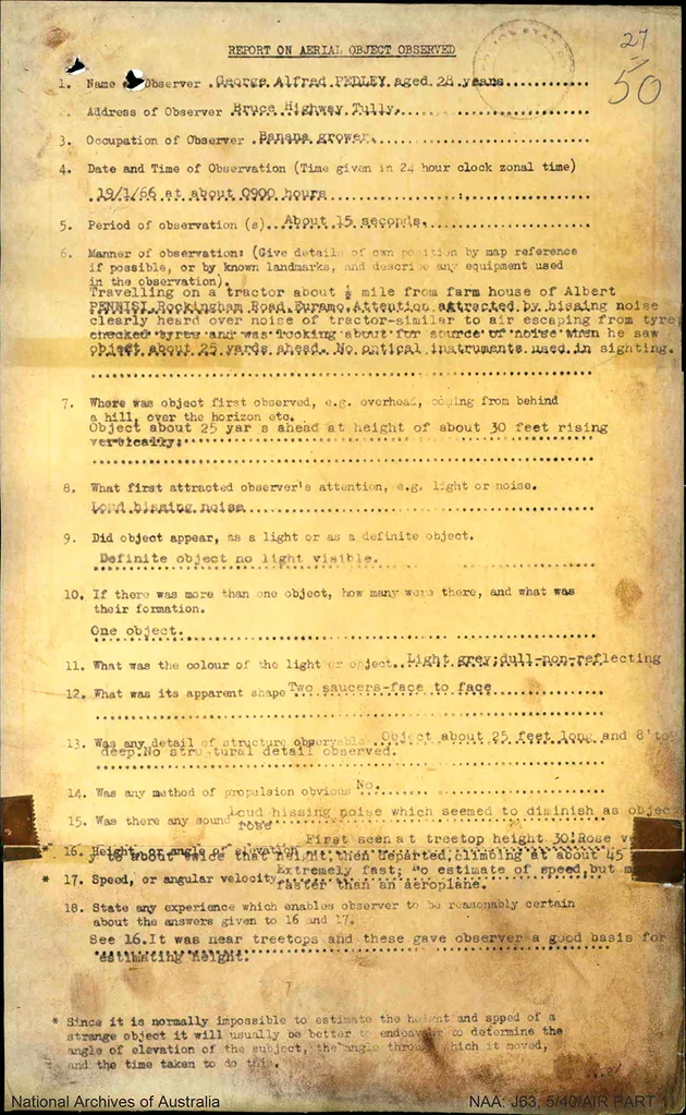 Faded and yellowed document