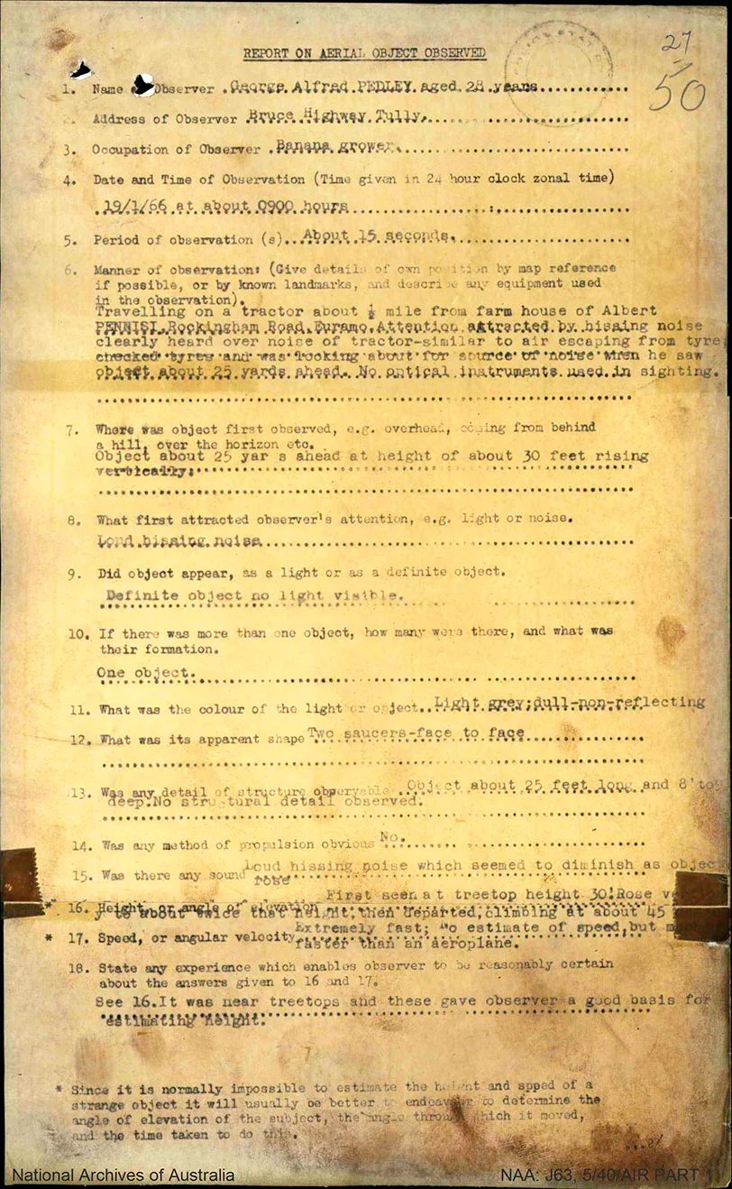 Faded and yellowed document